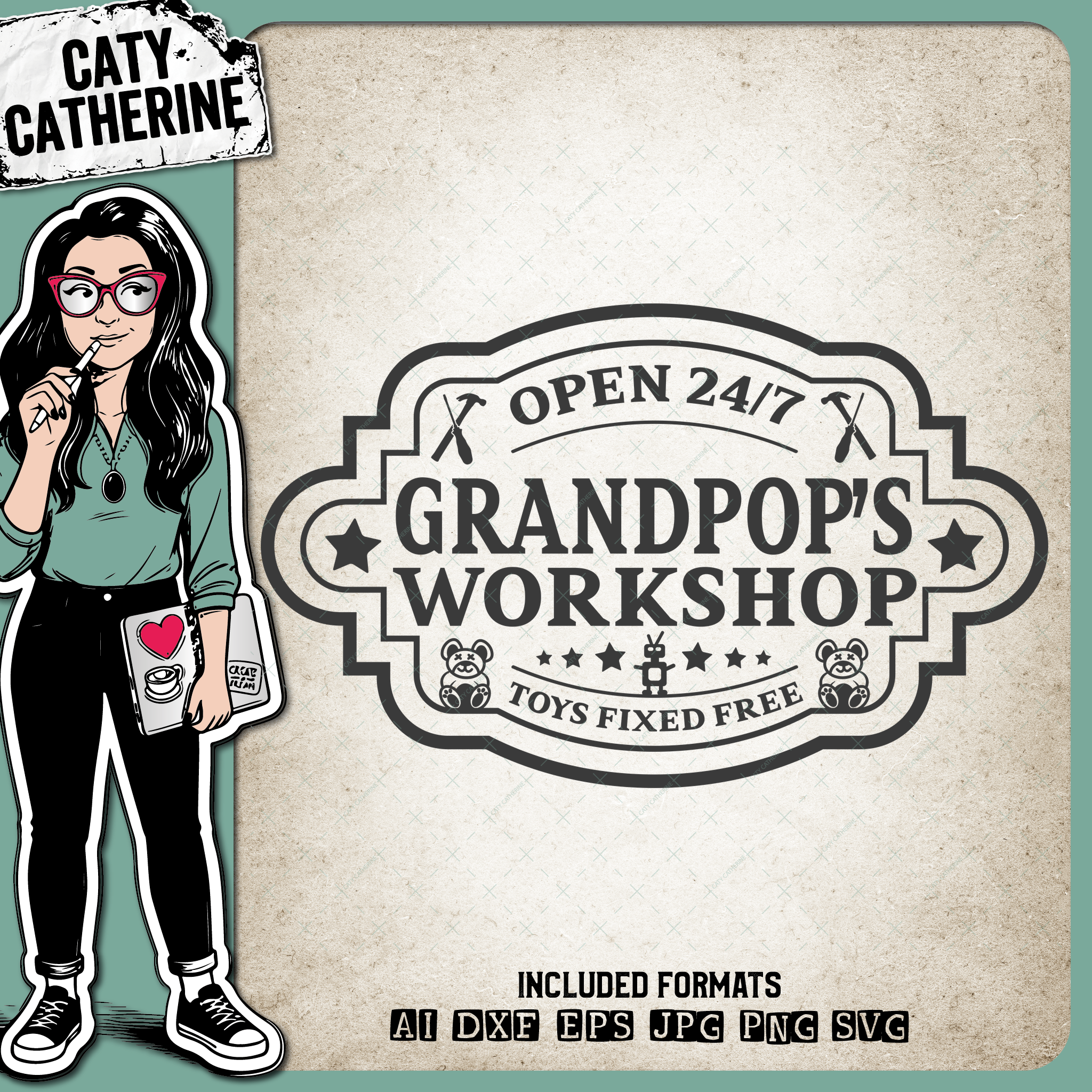 Grandpop's Workshop Open 247 Toys Fixed Free Create Your Own Sign – Home Decor SVG Design by Caty Catherine
