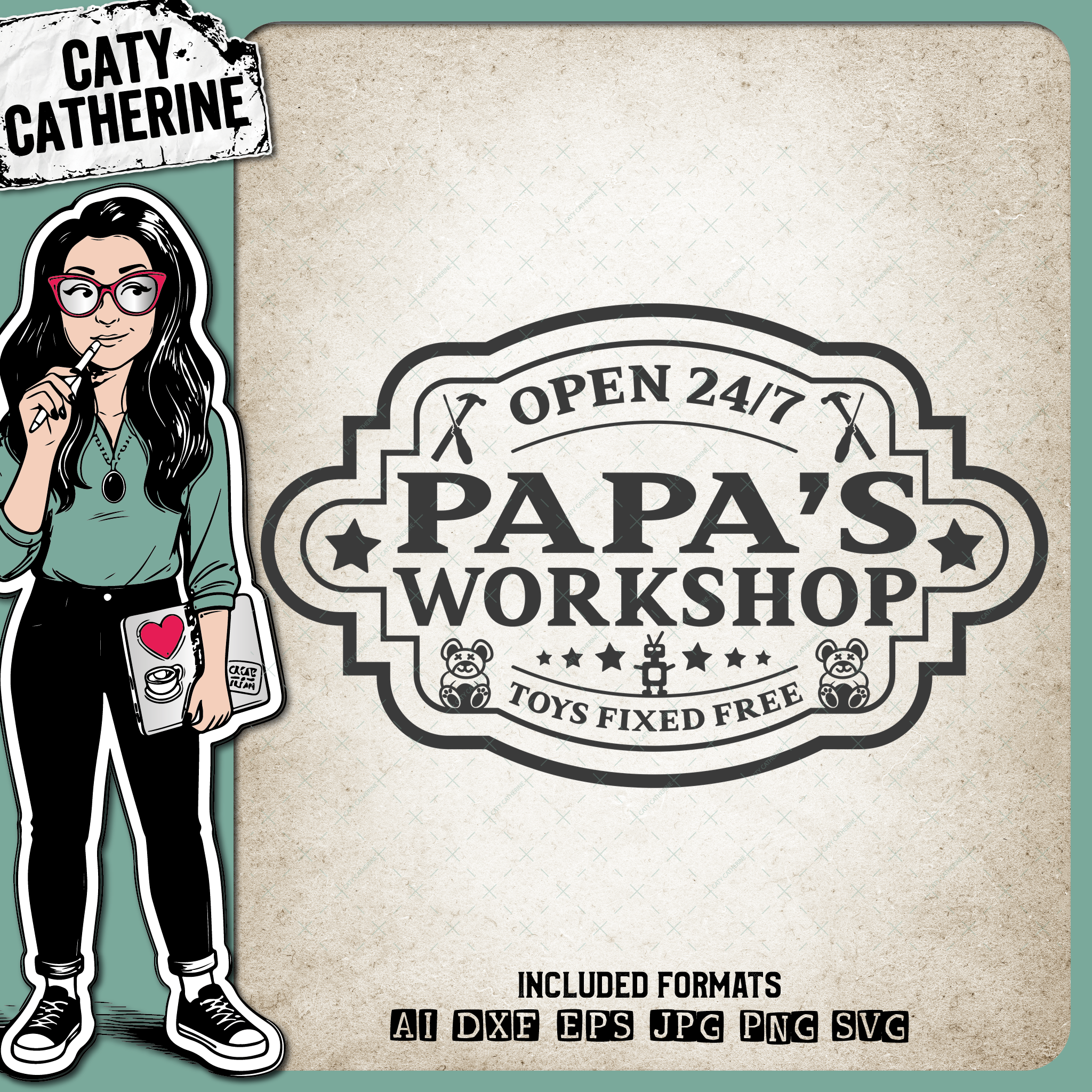 Papa's Workshop Open 247 Toys Fixed Free Create Your Own Sign – Home Decor SVG Design by Caty Catherine