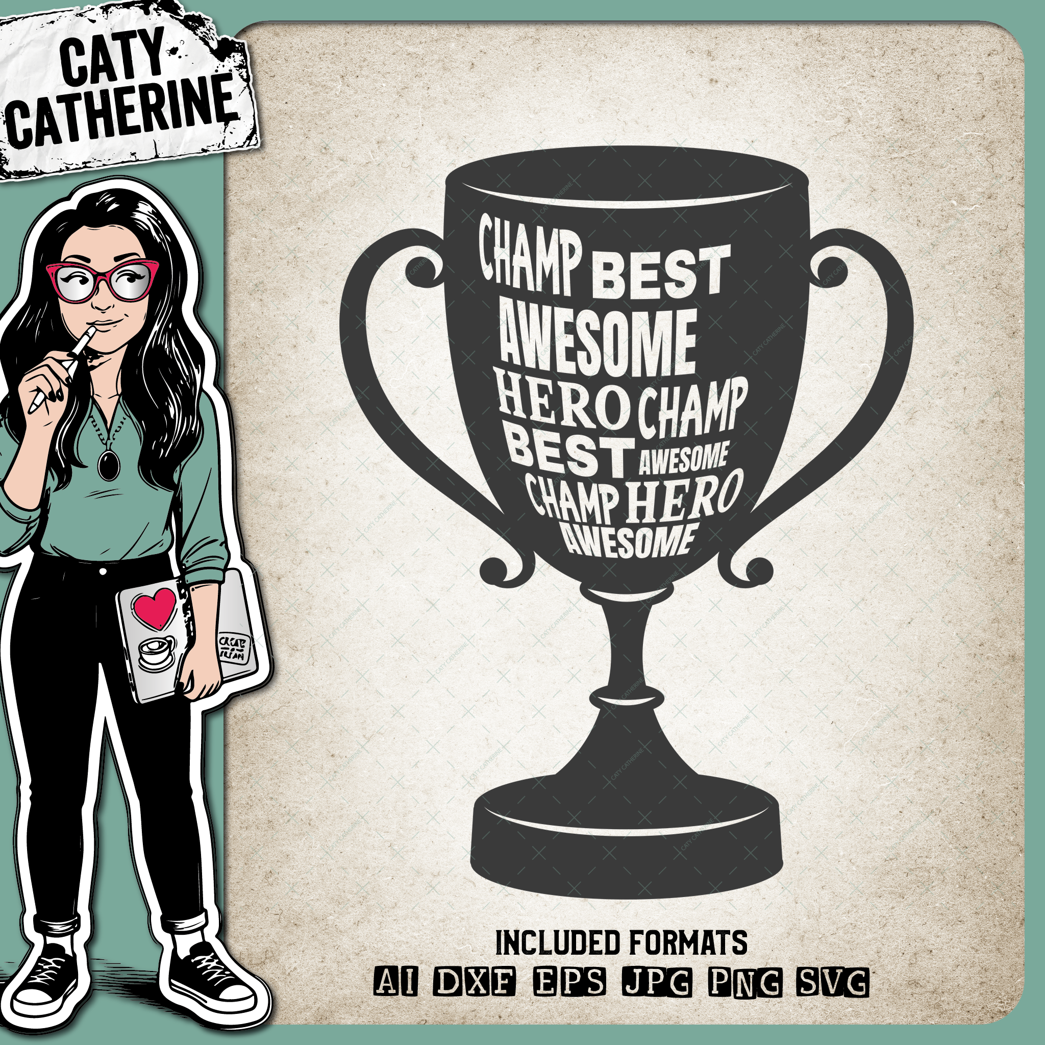 Champ Best Hero Awesome Trophy – Occupations SVG Design by Caty Catherine