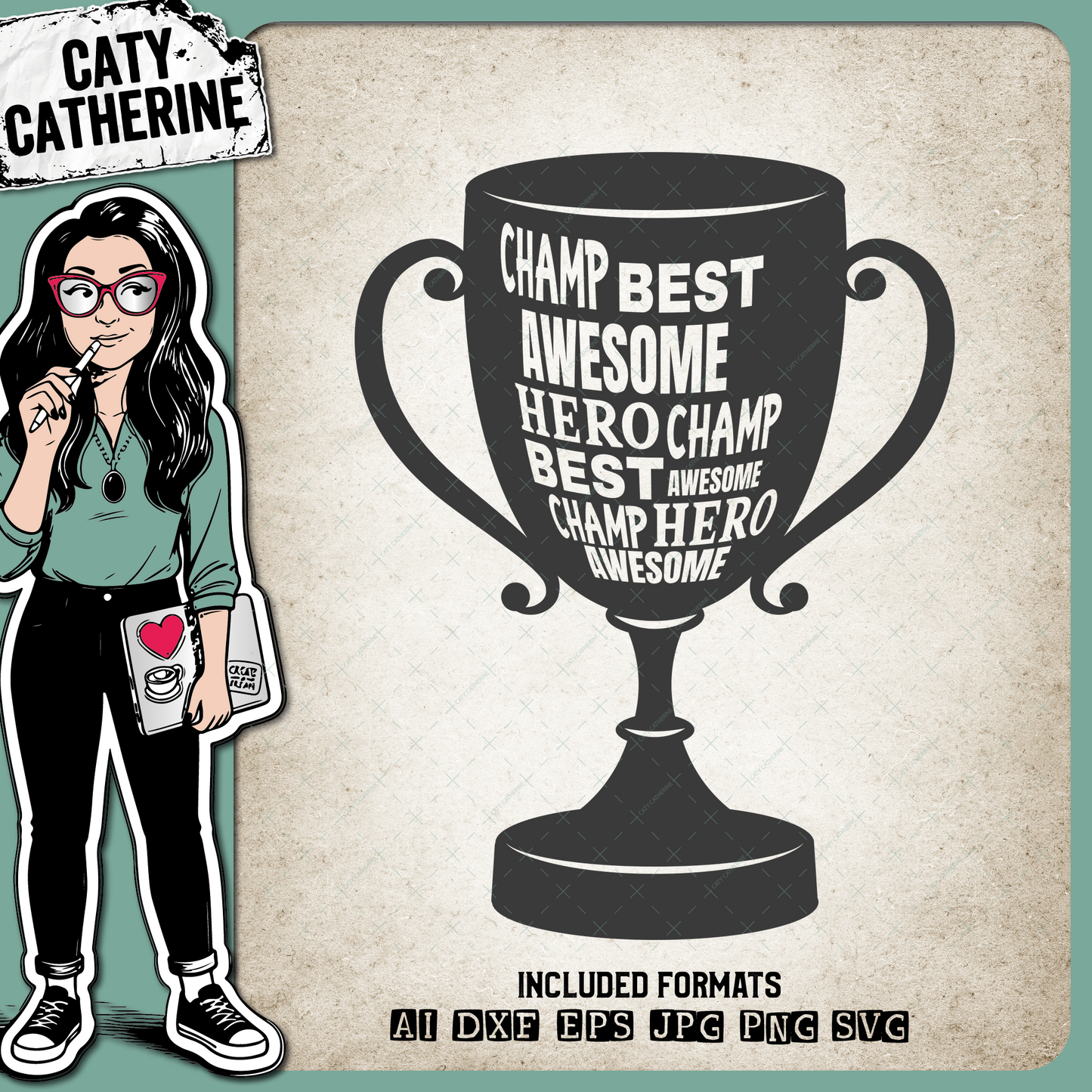 Champ Best Hero Awesome Trophy – Occupations SVG Design by Caty Catherine