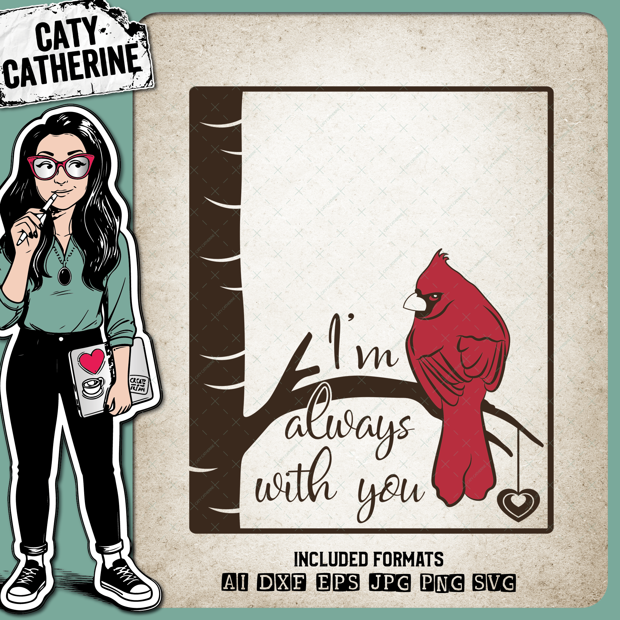 I'm Always With You Cardinal In Memory Remembrance Shadow Box – SVG Design by Caty Catherine