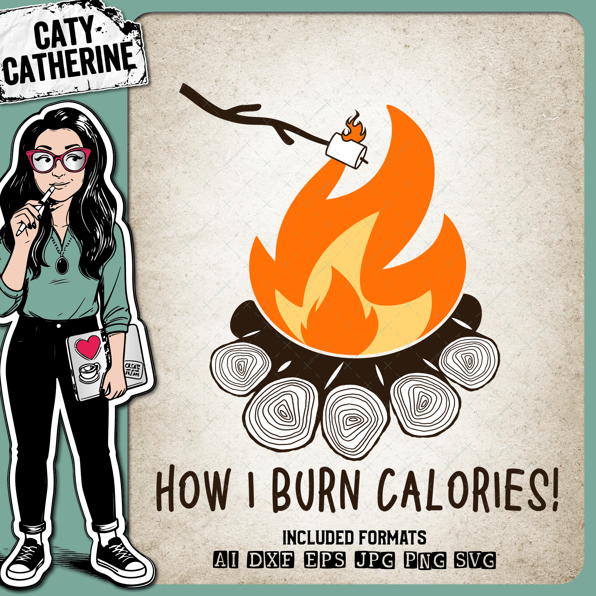 How I Burn Calories Camping Smore Humor Funny – Food & Drink SVG Design by Caty Catherine