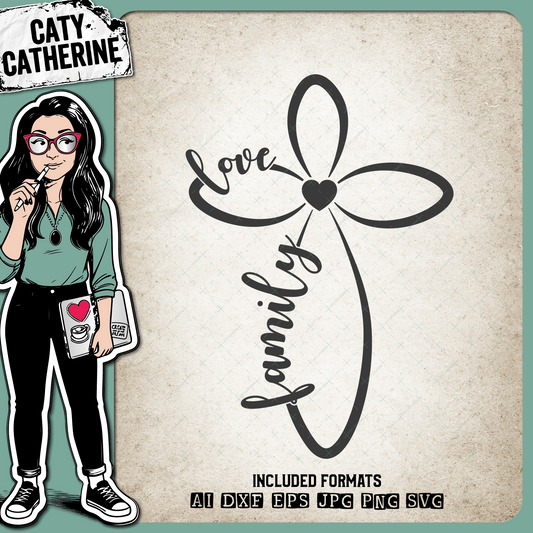 Love Family Infinity Cross – SVG Design by Caty Catherine