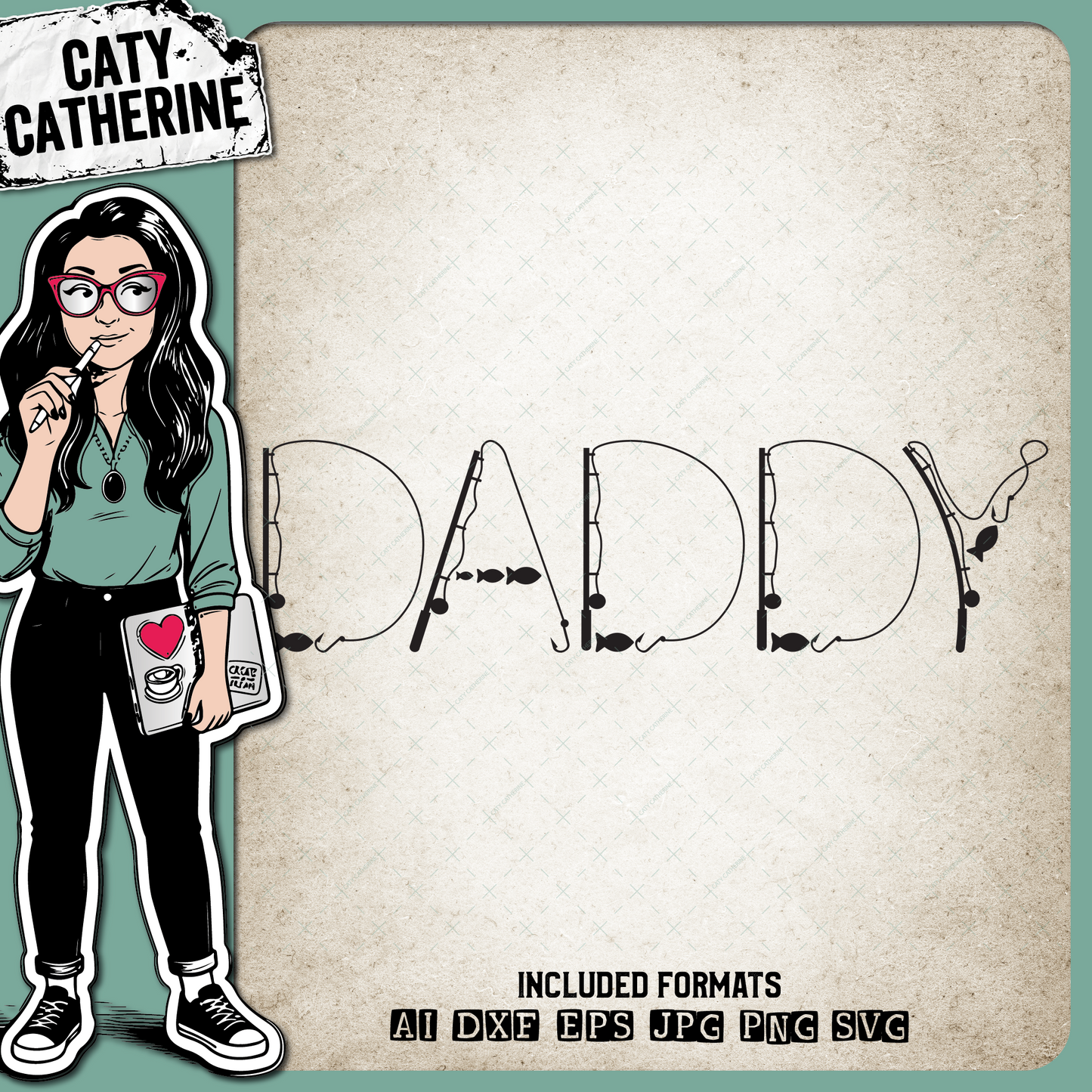 Daddy Father's Day Fishing Lure Word Art – Father’s Day SVG Design by Caty Catherine