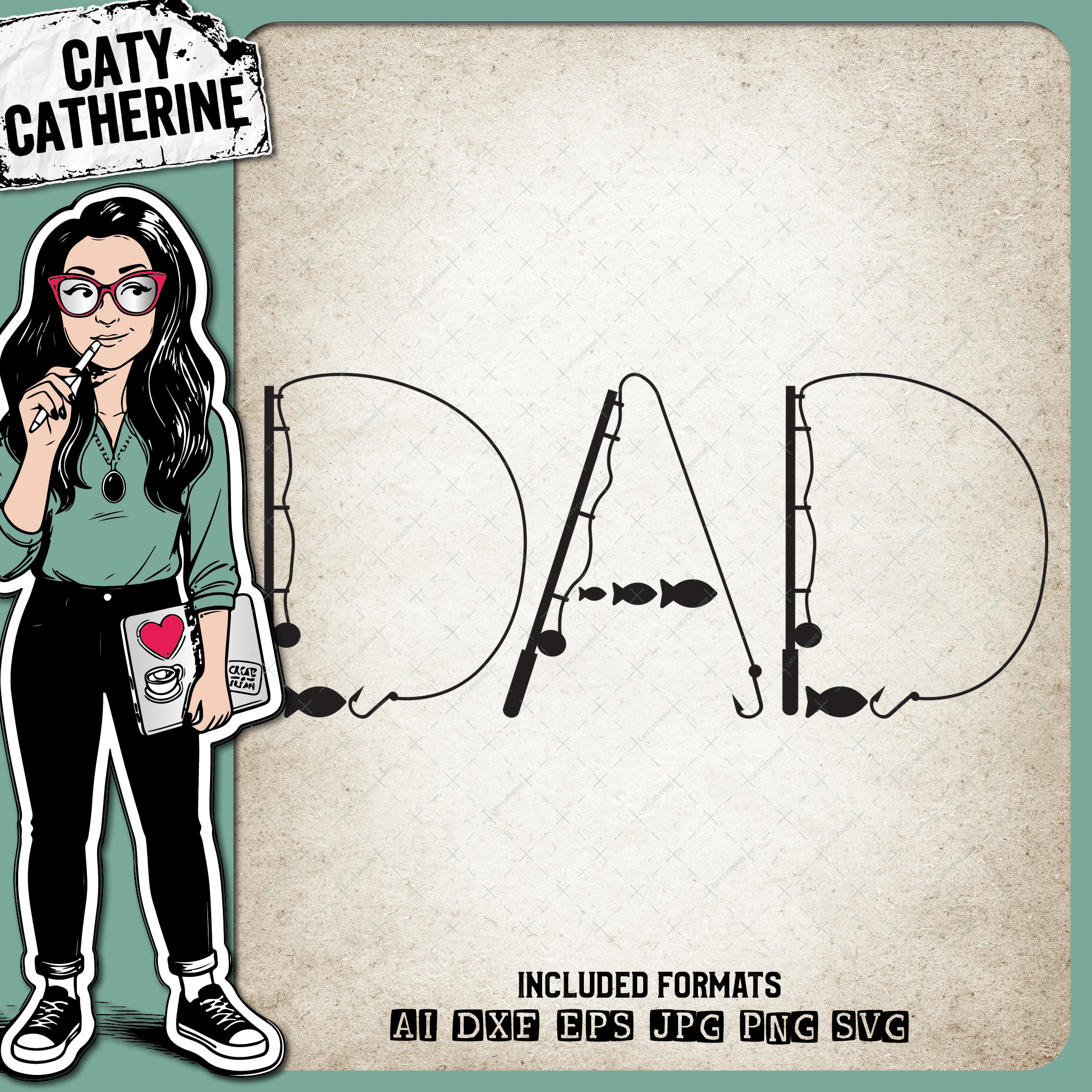 Dad Father's Day Fishing Lure Word Art – Father’s Day SVG Design by Caty Catherine