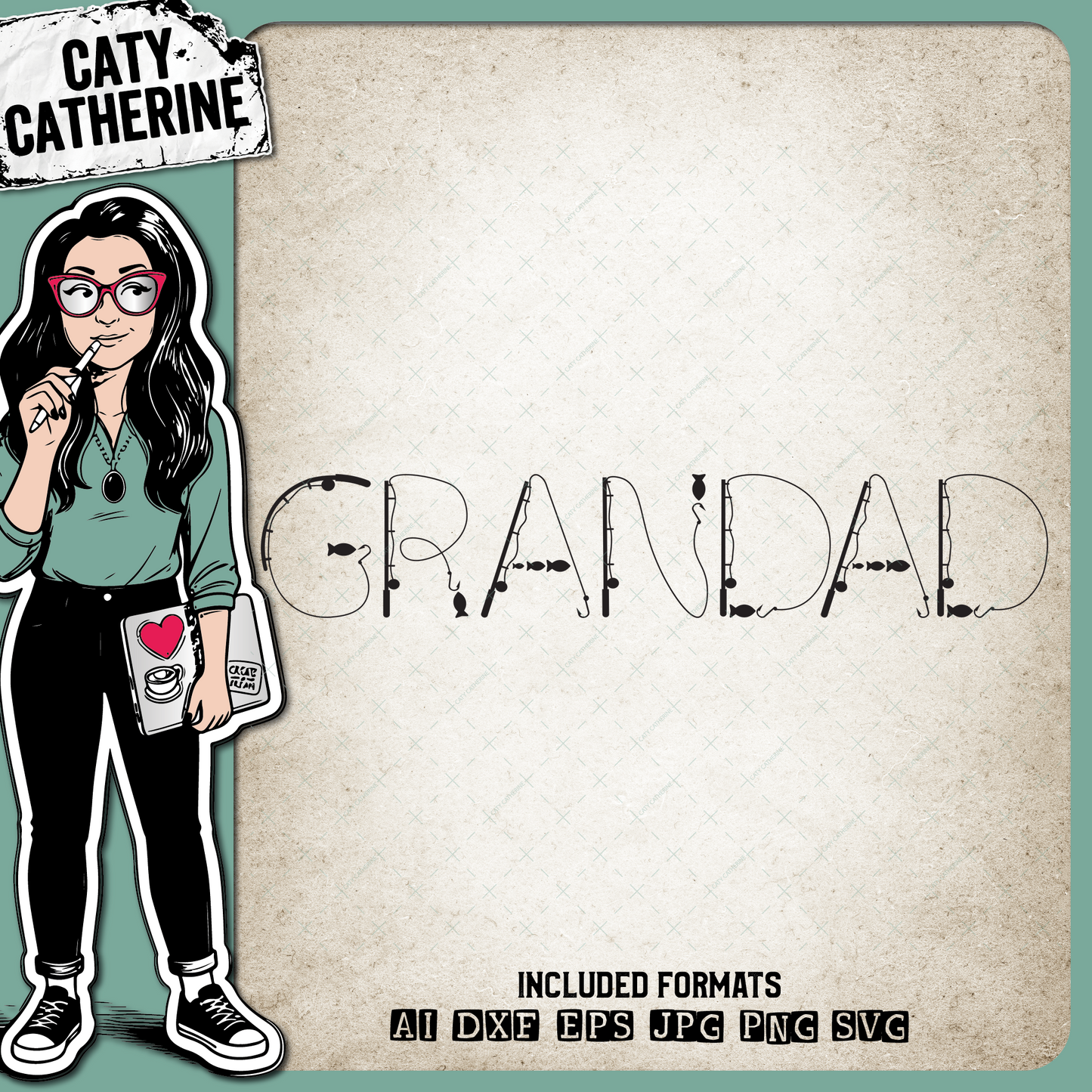 Grandad Father's Day Fishing Lure Word Art – Father’s Day SVG Design by Caty Catherine