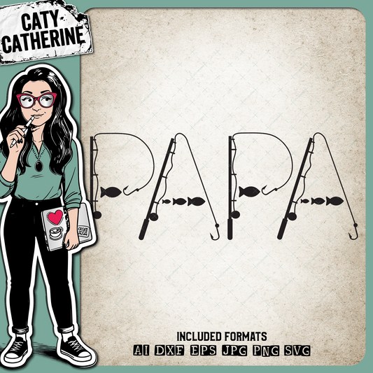 PaPa Father's Day Fishing Lure Word Art – Father’s Day SVG Design by Caty Catherine