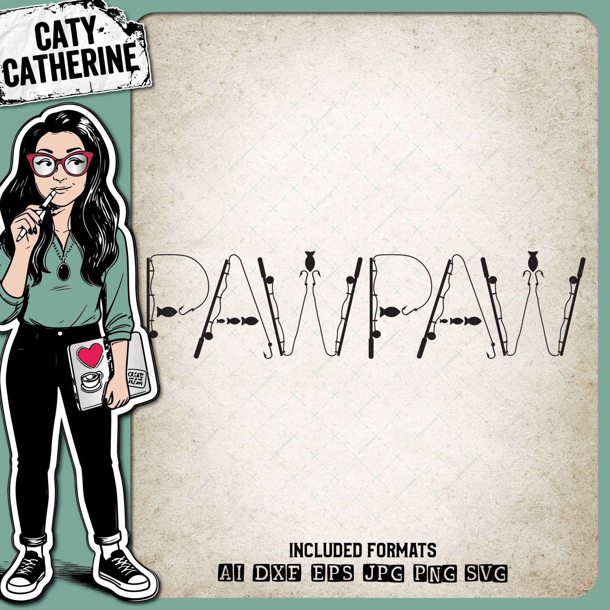 PawPaw Father's Day Fishing Lure Word Art – Father’s Day SVG Design by Caty Catherine