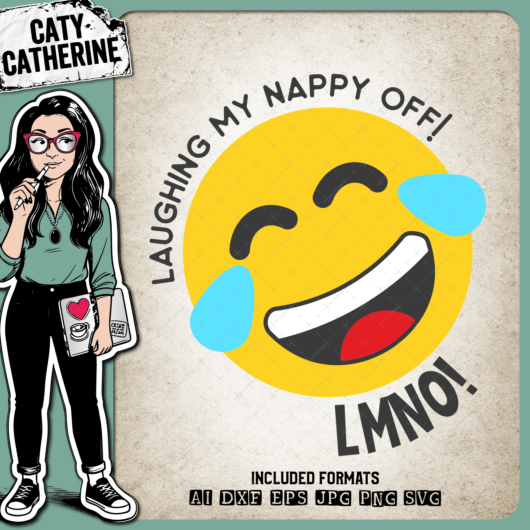 LMNO Laughing My Nappy Off Emoji – Babies & Kids SVG Design by Caty Catherine