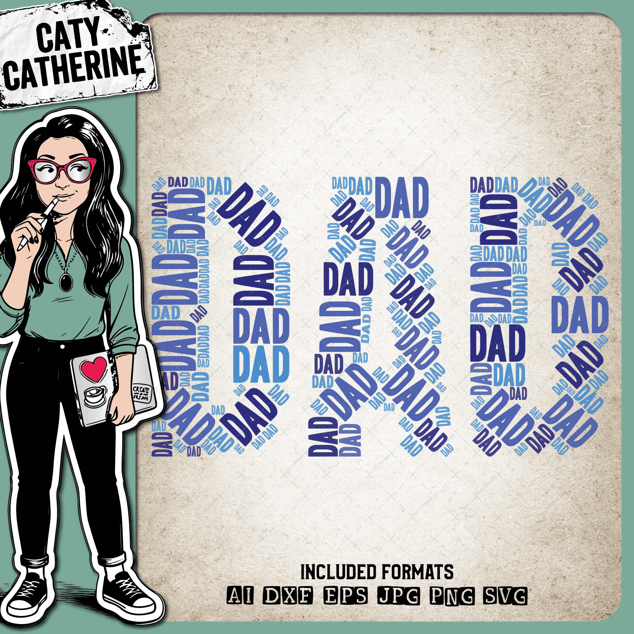 DAD Word Art Collage Father's Day – Father’s Day SVG Design by Caty Catherine