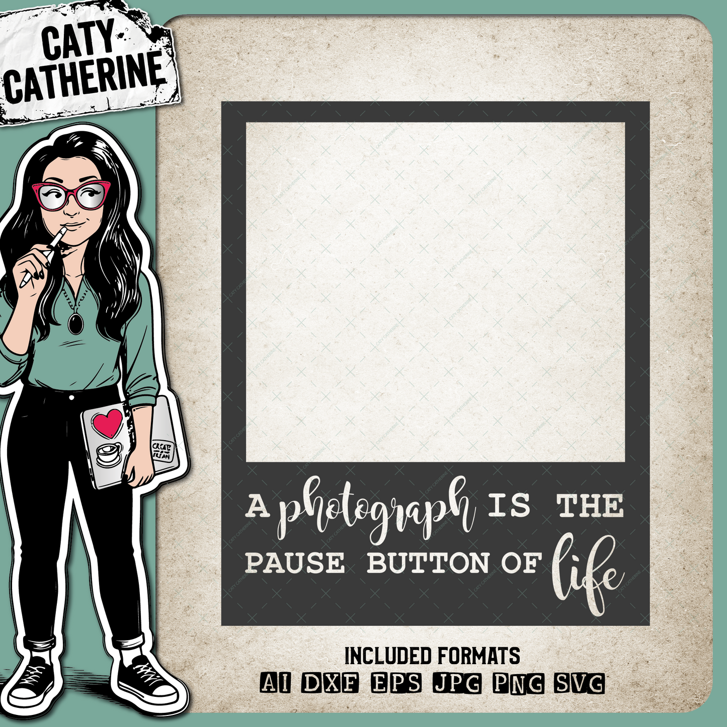 A Photograph Is The Pause Button Of Life Photo Frame Polaroid – Quotes & Sayings SVG Design by Caty Catherine