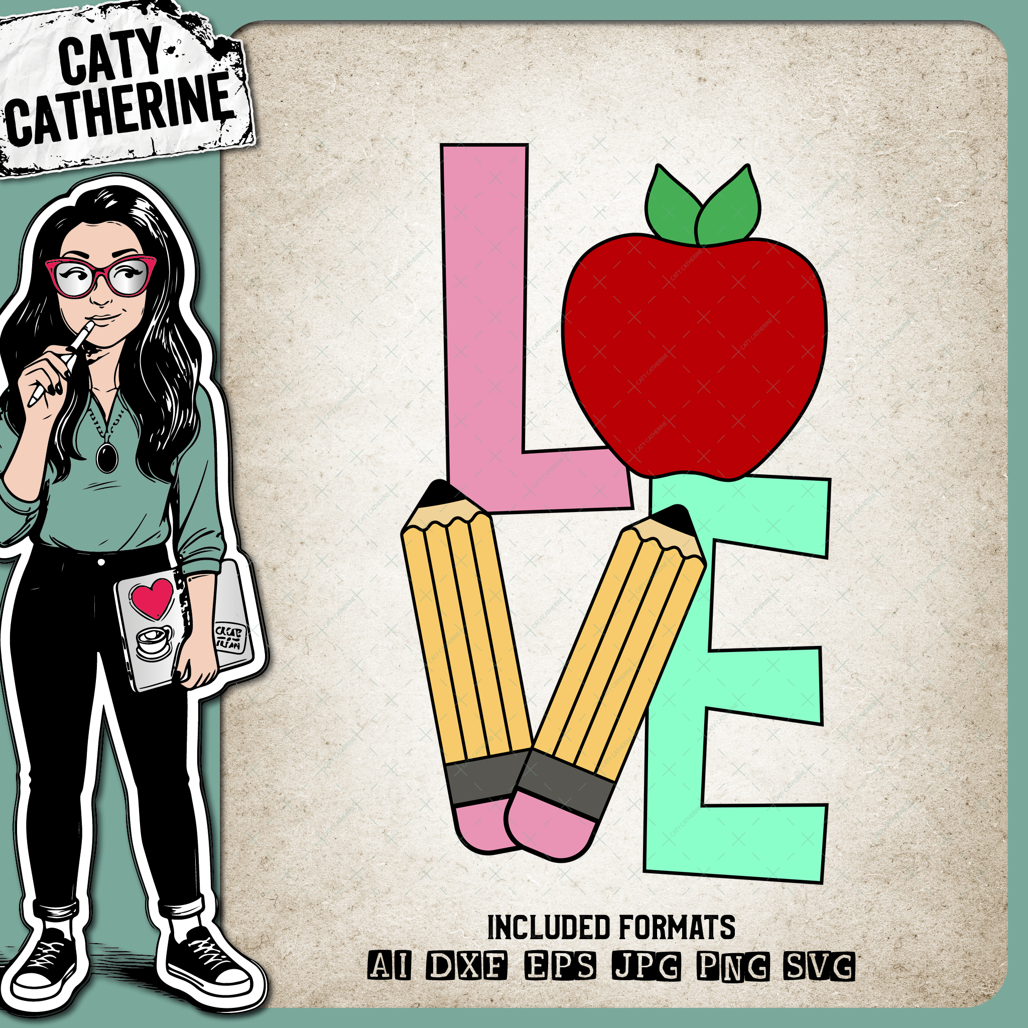 L O V E Love Teacher Appreciation Gift Apple Pencils – Education SVG Design by Caty Catherine