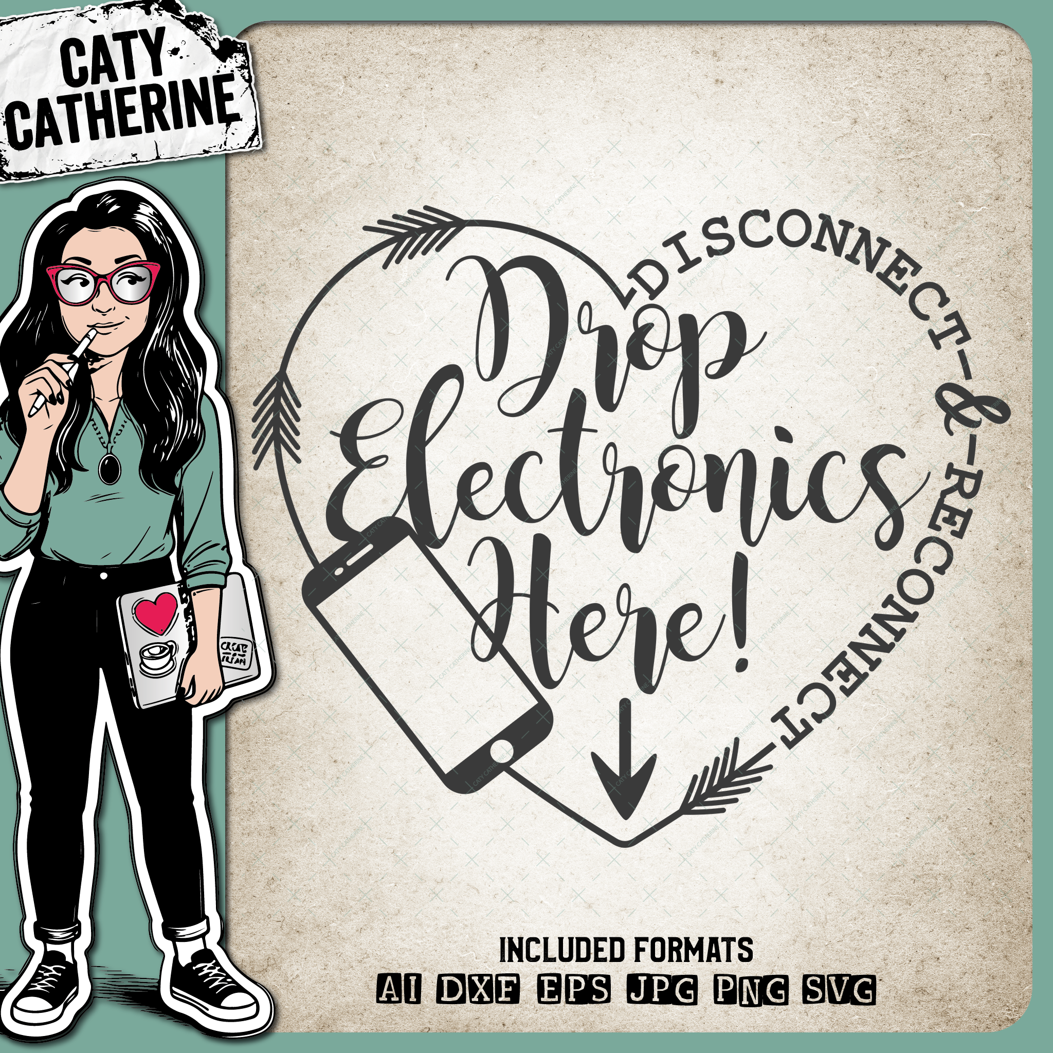 Disconnect & Reconnect Drop Electronics Here Family Home Sign – Quotes & Sayings SVG Design by Caty Catherine