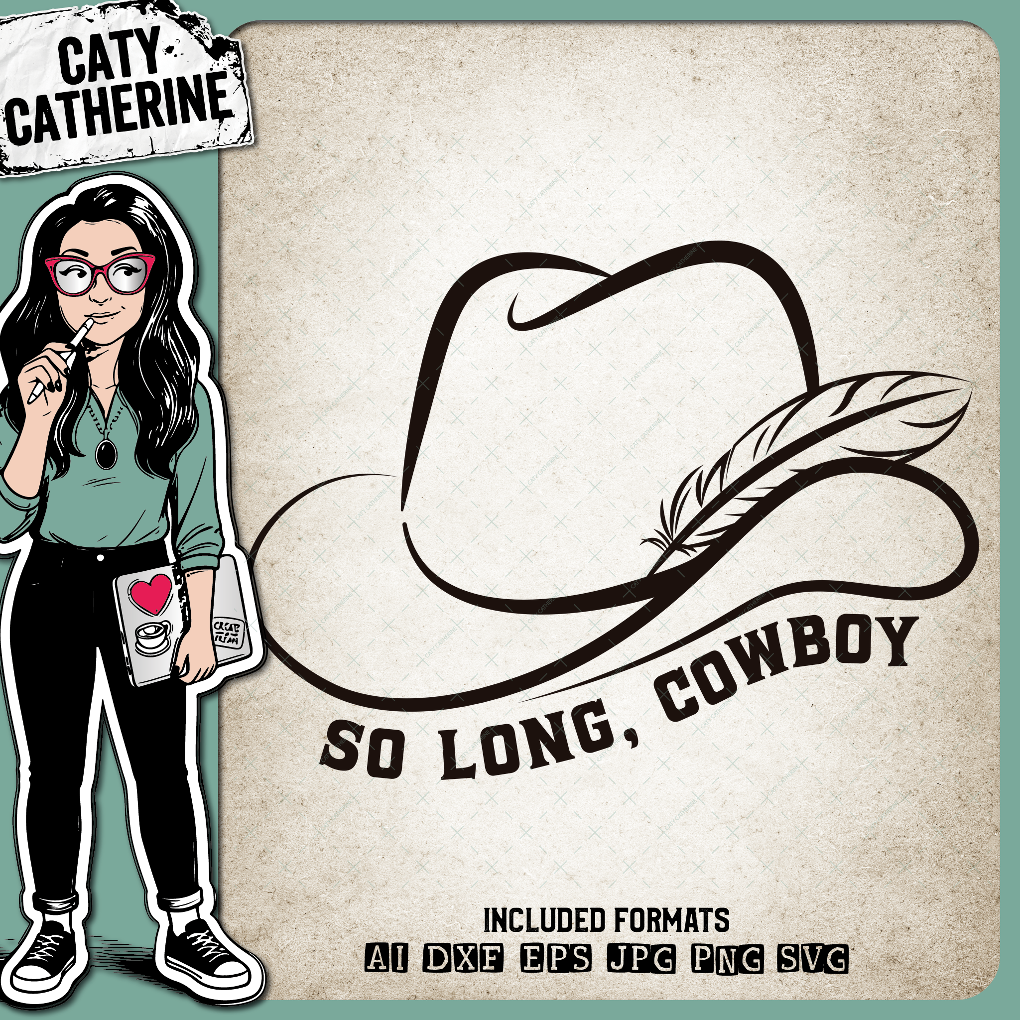 So Long, Cowboy Hat Feather In Memory Of Remembrance – Western SVG Design by Caty Catherine