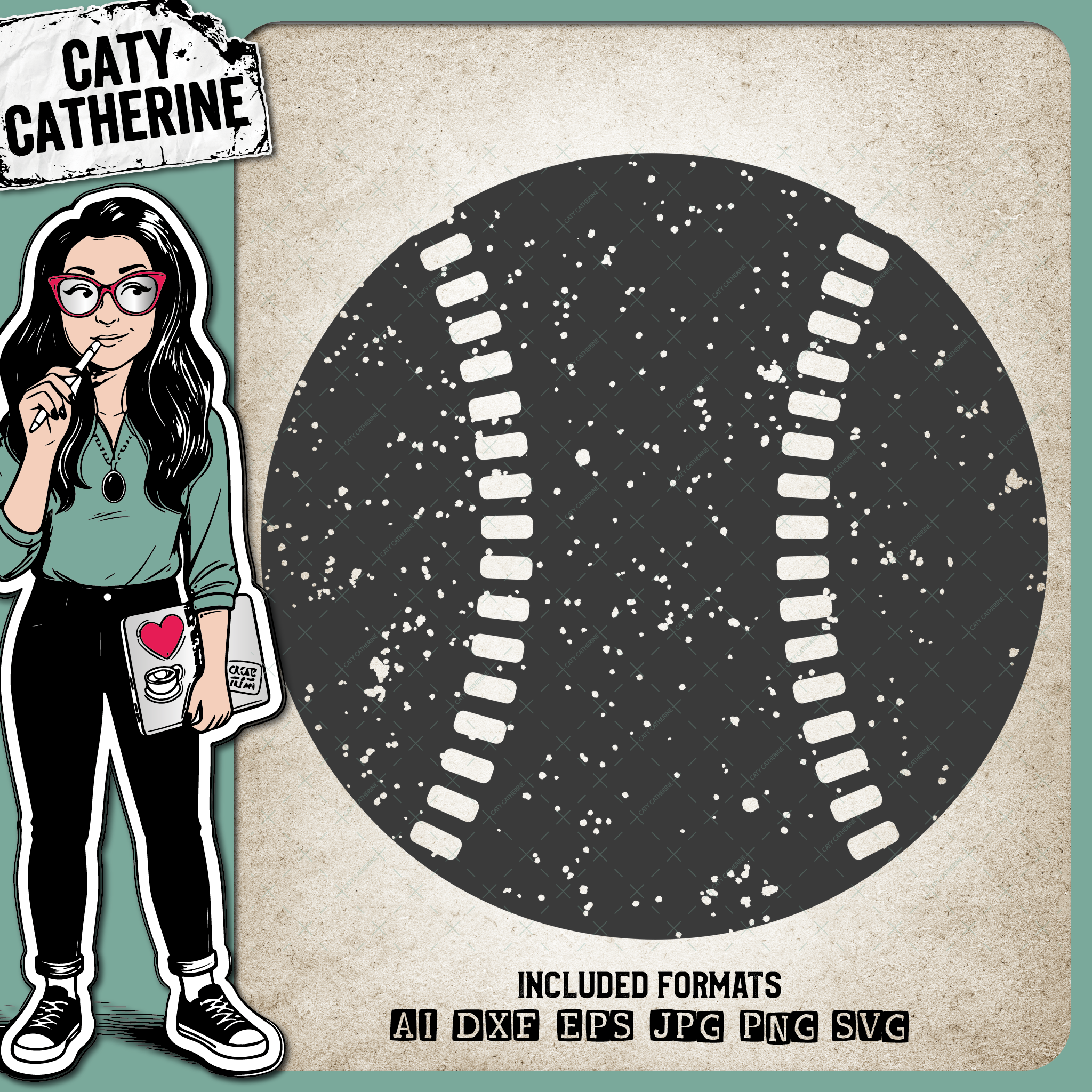 Baseball Distressed Sports Ball – SVG Design by Caty Catherine