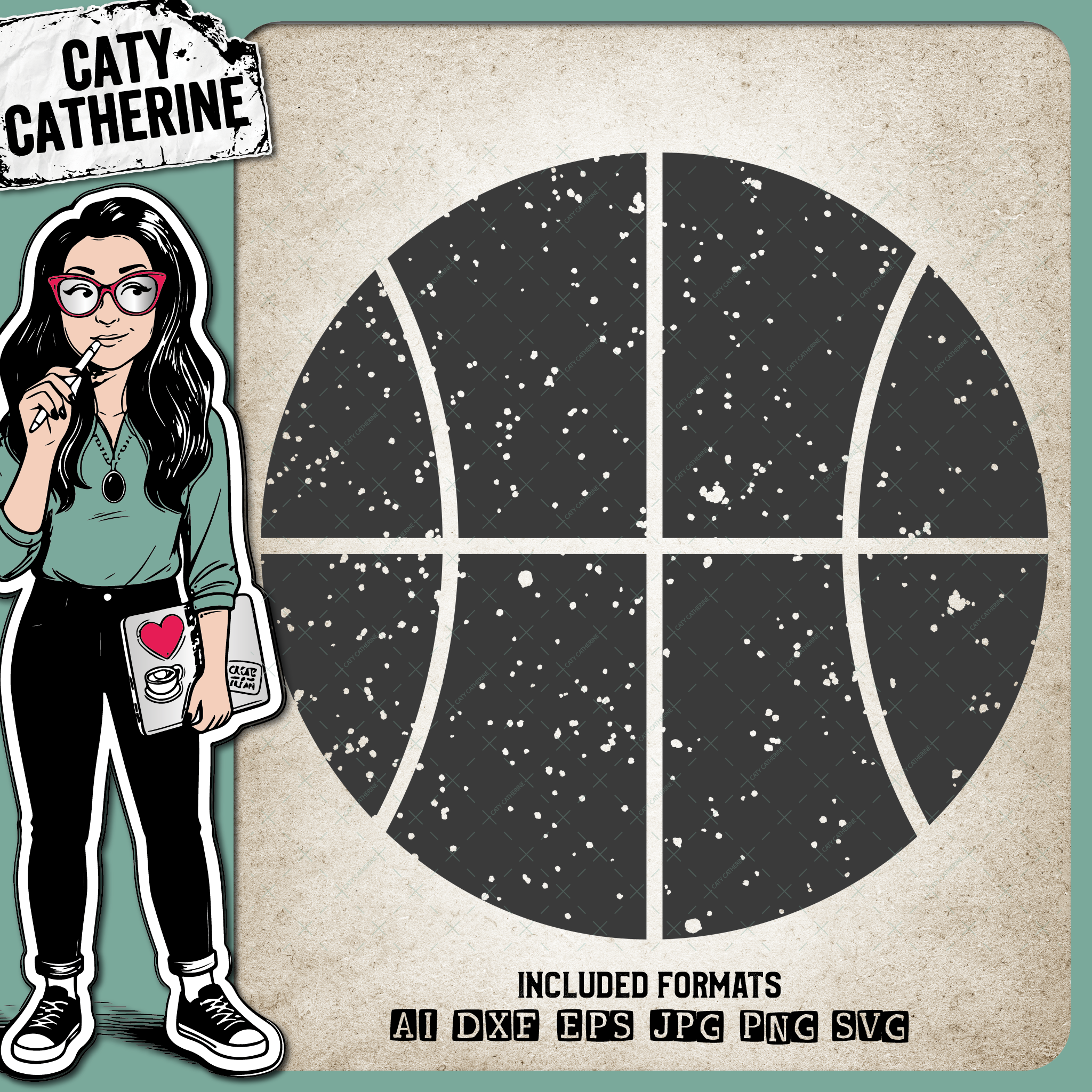 Basketball Distressed Sports Ball – SVG Design by Caty Catherine
