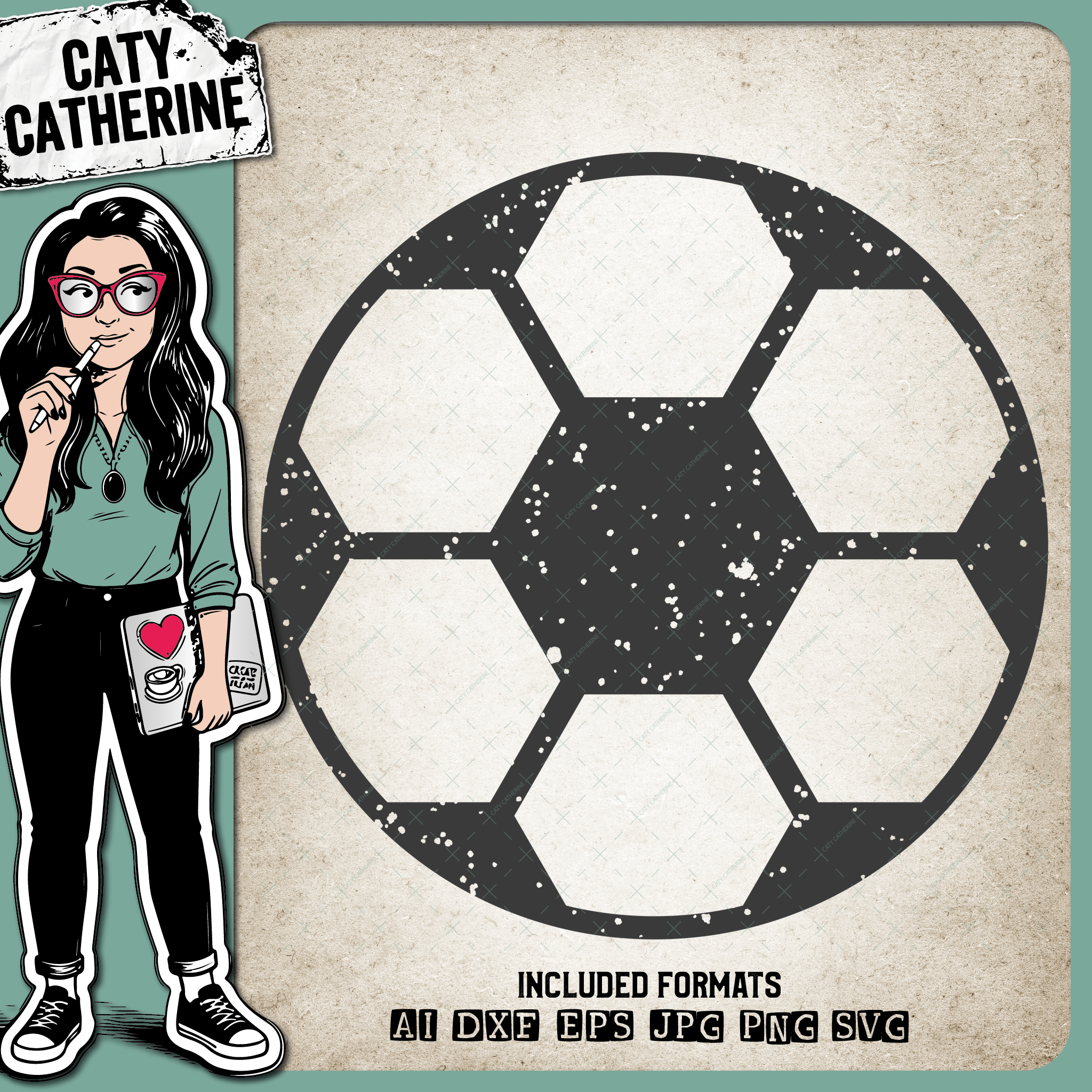 Soccer Distressed Sports Ball – SVG Design by Caty Catherine