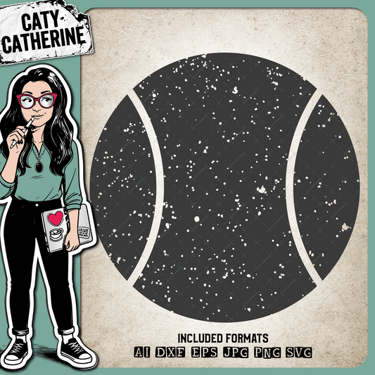 Tennis Distressed Sports Ball – SVG Design by Caty Catherine