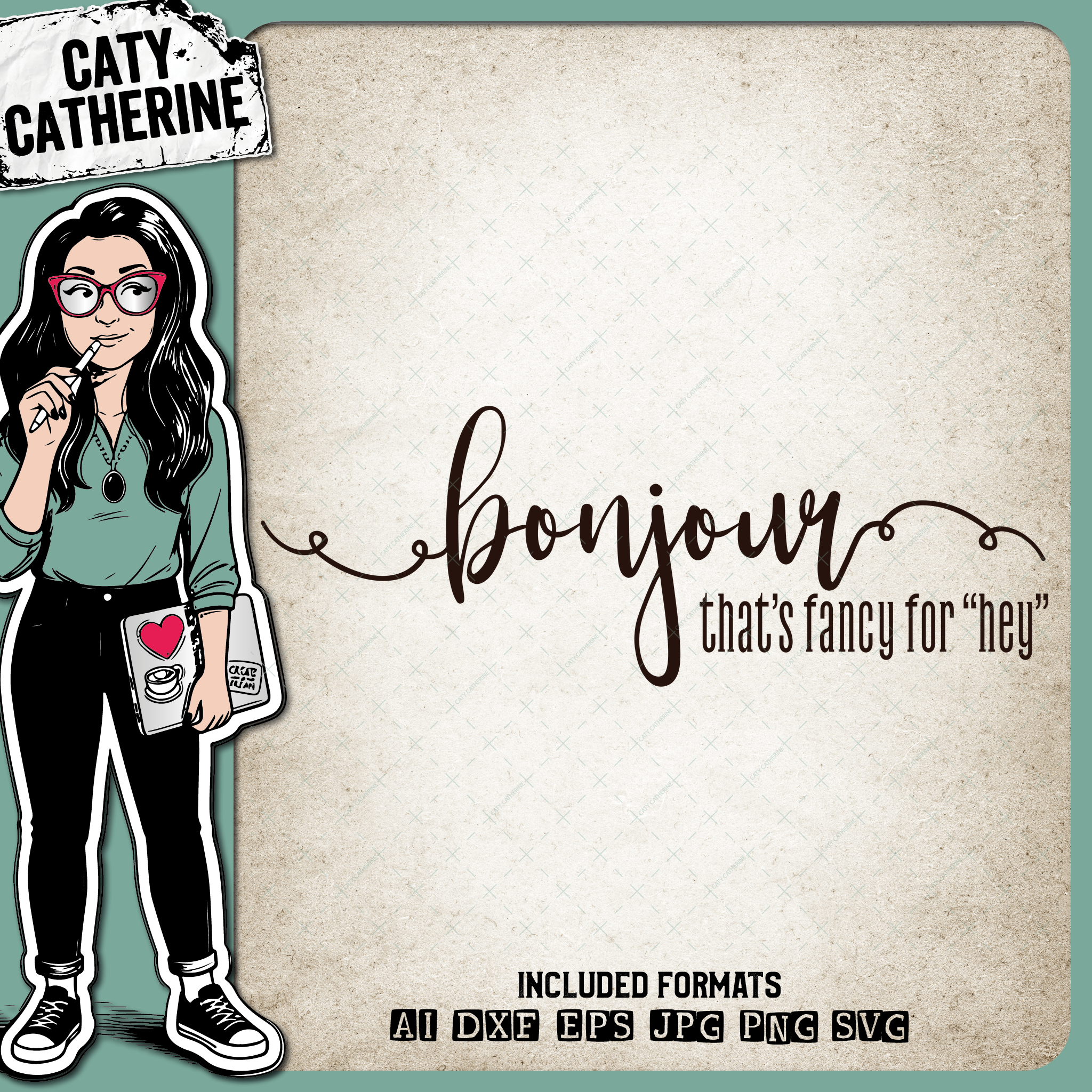 Bonjour That's Fancy For Hey Funny Welcome Sign – Home Decor SVG Design by Caty Catherine
