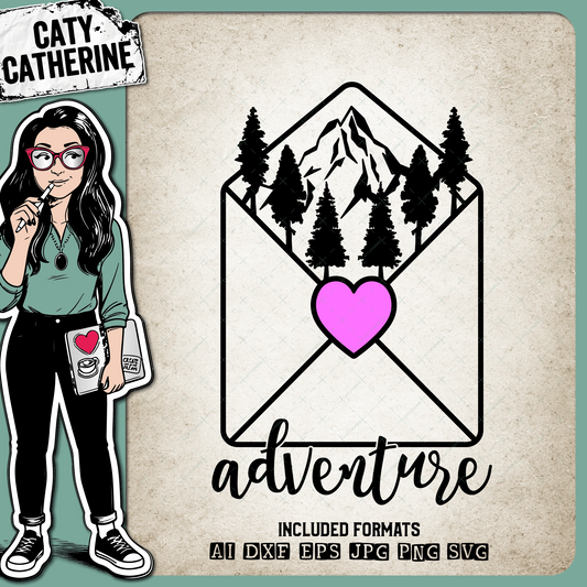 Adventure Envelope Mountains & Trees – Outdoors SVG Design by Caty Catherine
