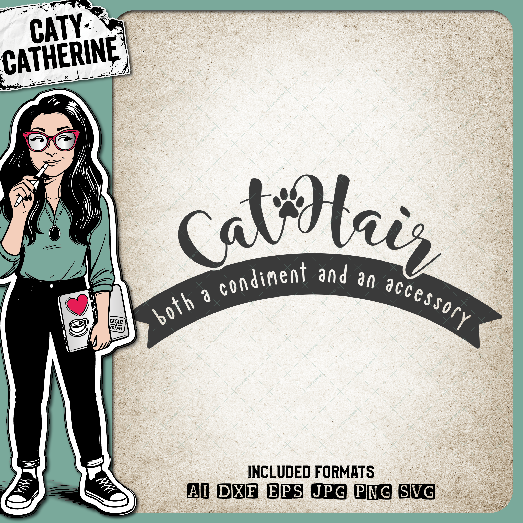 Cat Hair Both A Condiment And An Accessory Funny Pet Quote – Pets & Animals SVG Design by Caty Catherine