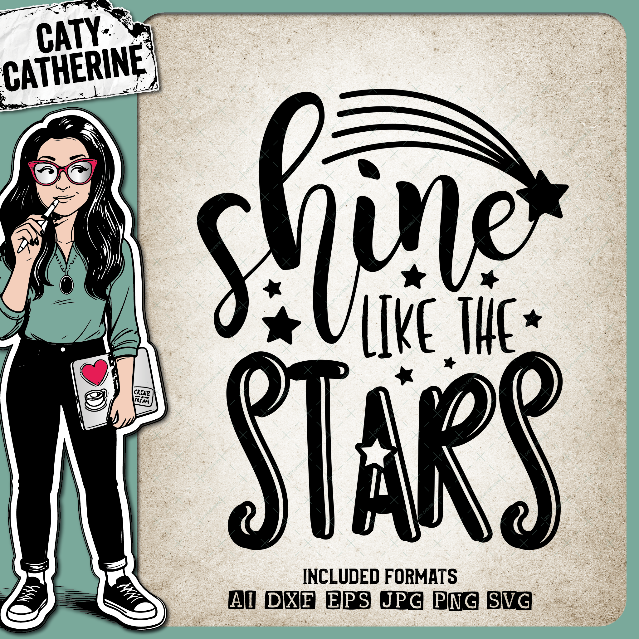 Shine Like The Stars Quote – Quotes & Sayings SVG Design by Caty Catherine