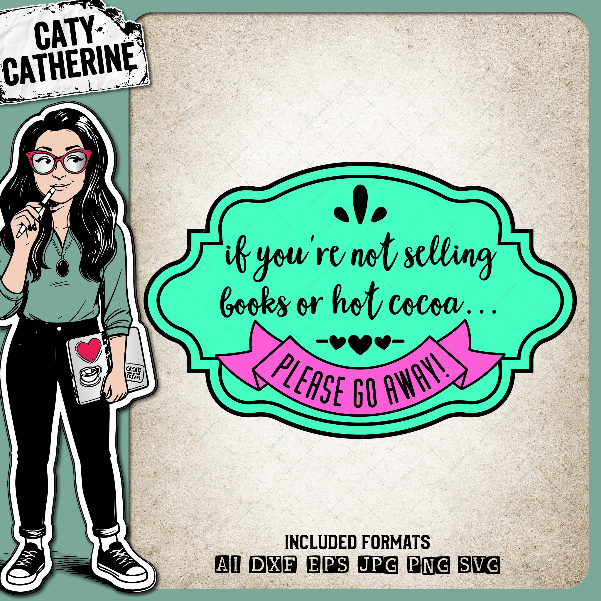 If You're Not Selling Books Hot Cocoa Go Away Door Mat Welcome Sign – Food & Drink SVG Design by Caty Catherine