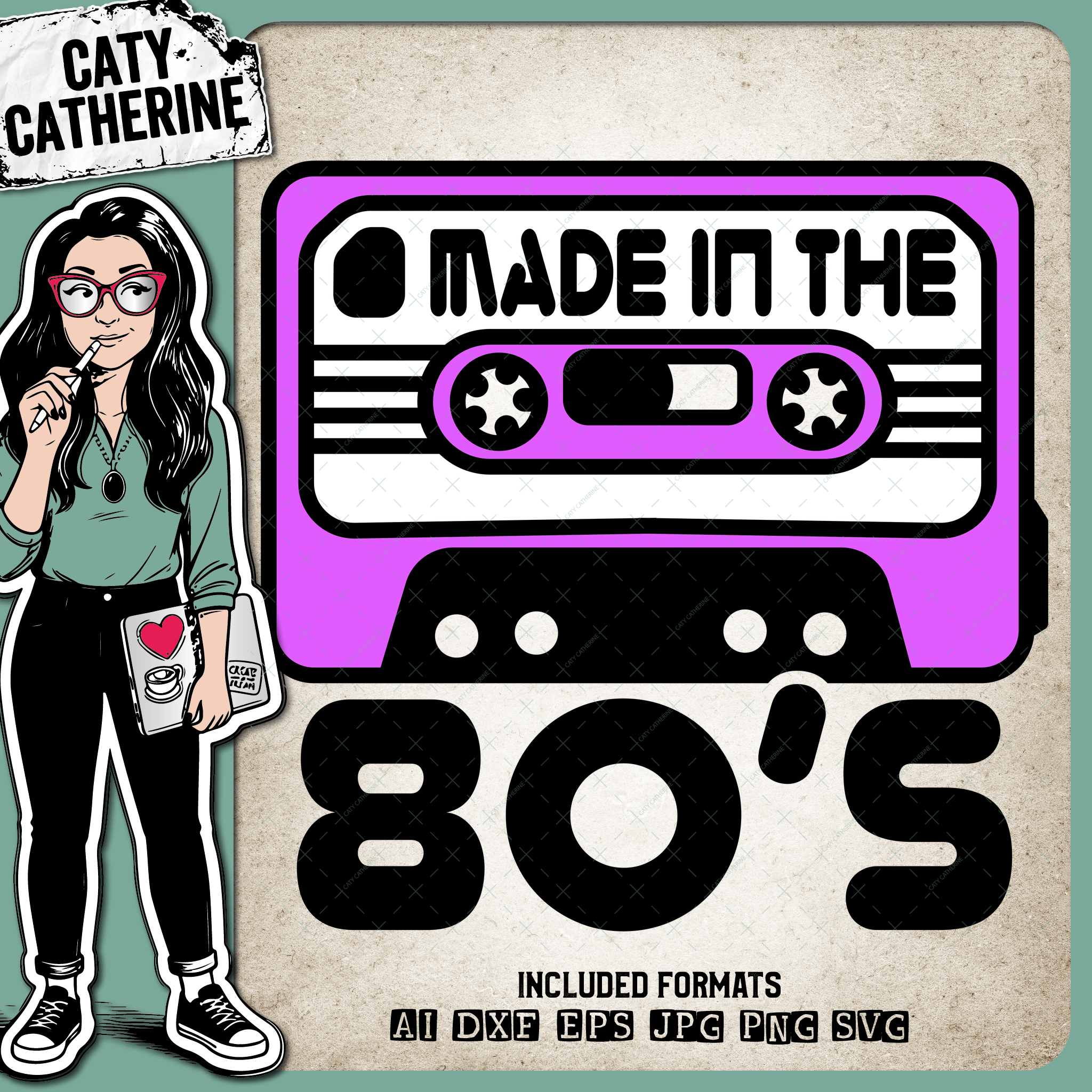 Made In The 80's Eighties Tape Casette – Birthday SVG Design by Caty Catherine