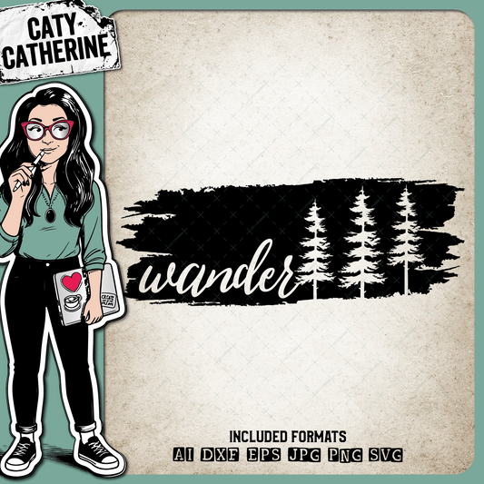 Wander Brush Stroke With Trees Nature Outdoors – SVG Design by Caty Catherine