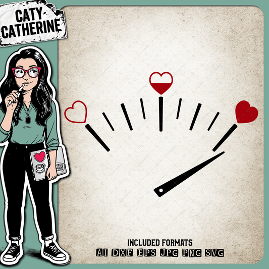 Love Heart Barometer Fuel Gauge Full Of Love – SVG Design by Caty Catherine