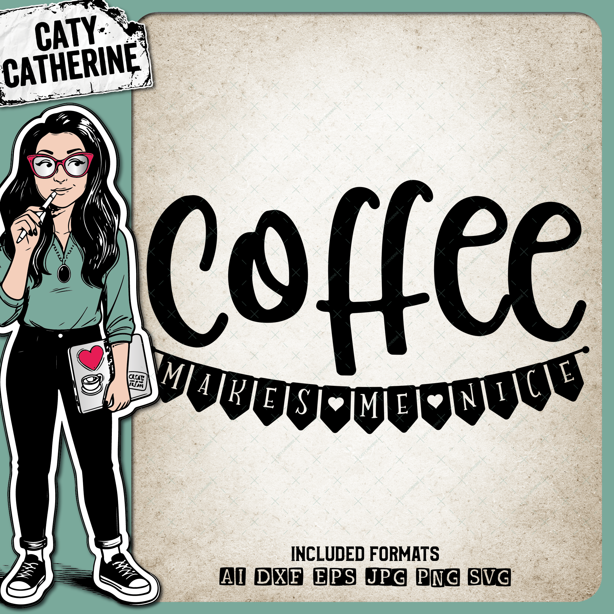 Coffee Makes Me Nice Funny Quote – Food & Drink SVG Design by Caty Catherine