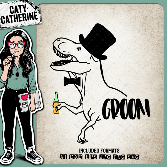 T-Rex Monster Groom Wedding Funny – SVG Design by Caty Catherine