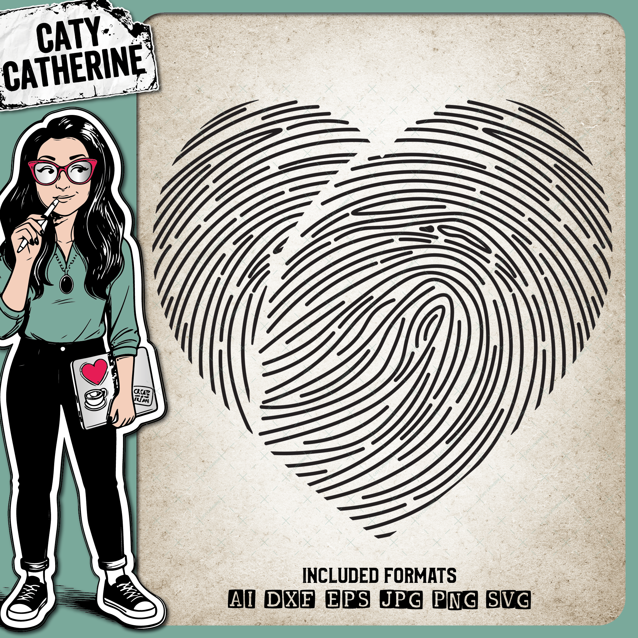 Love Heart Fingerprint – SVG Design by Caty Catherine