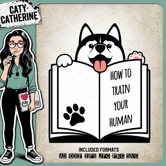 How To Train Your Human Pet Dog Book Funny Quote – Pets & Animals SVG Design by Caty Catherine