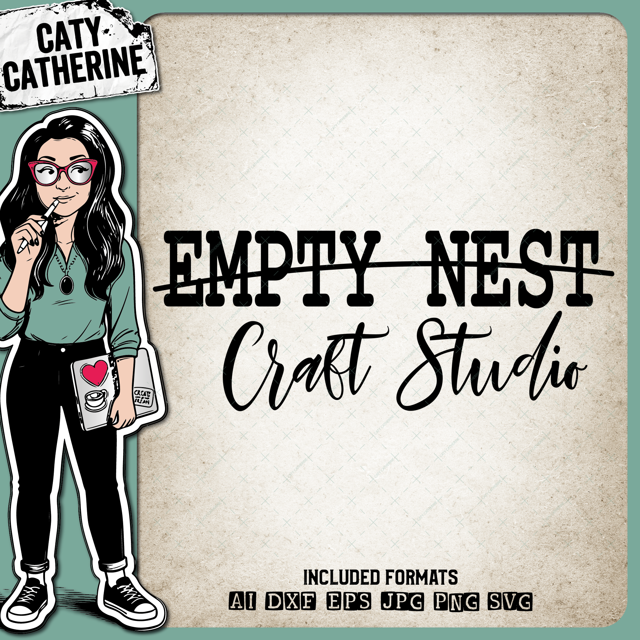 Empty Nest to Craft Studio Funny Craft Room Door Sign – Home Decor SVG Design by Caty Catherine