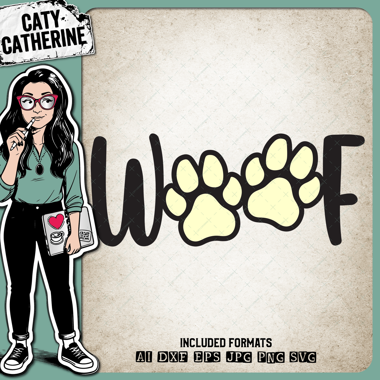 WOOF Paw Prints Dog – Pets & Animals SVG Design by Caty Catherine