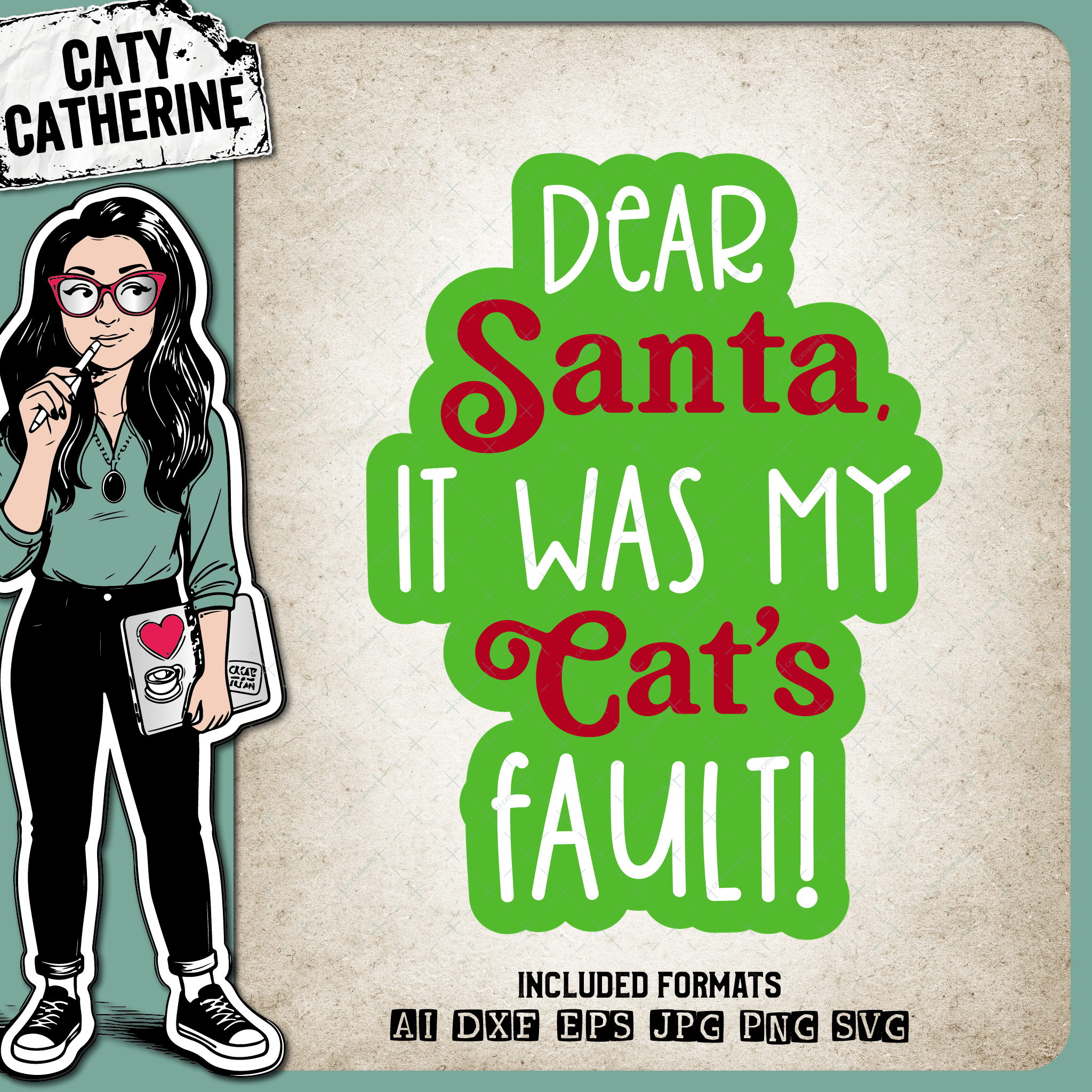 Dear Santa It Was My Cat's Fault Funny DIY Christmas Jumper Design – SVG Design by Caty Catherine