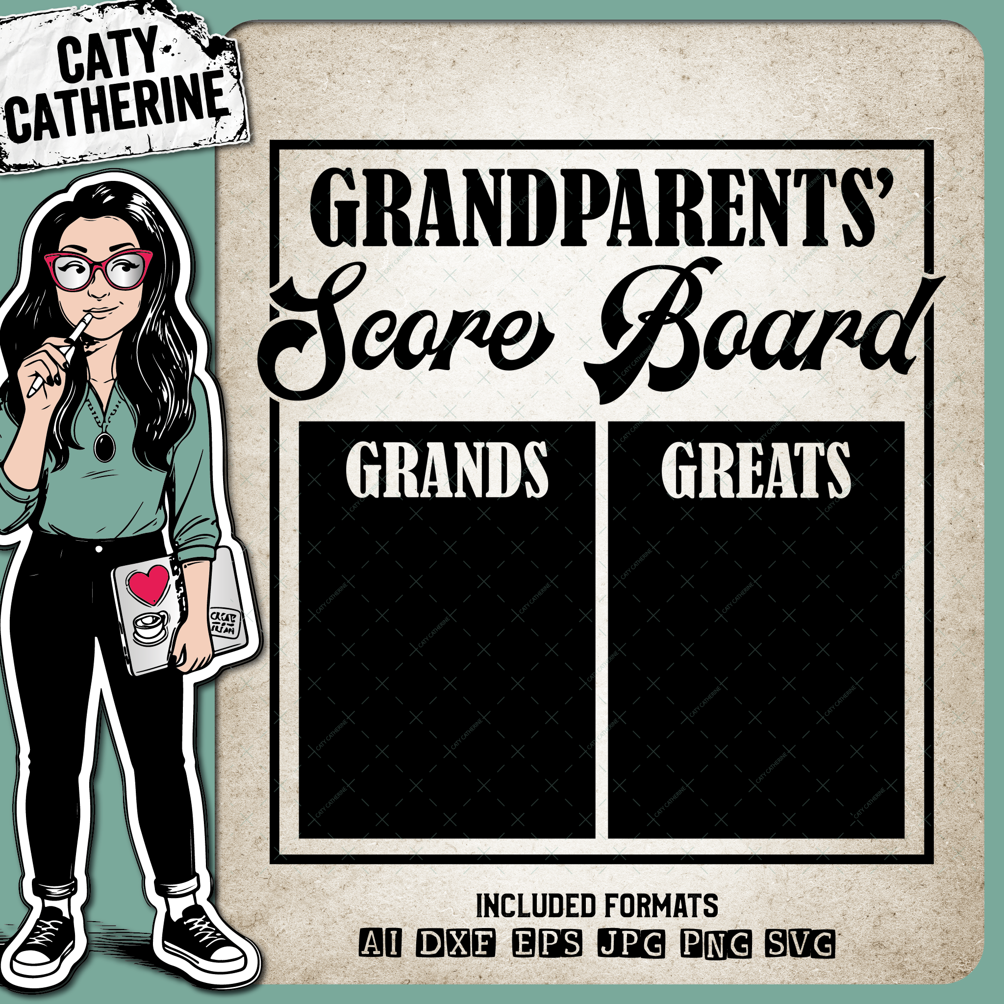 Grandparents' Score Board Grandkids Great Grandkids – Family SVG Design by Caty Catherine