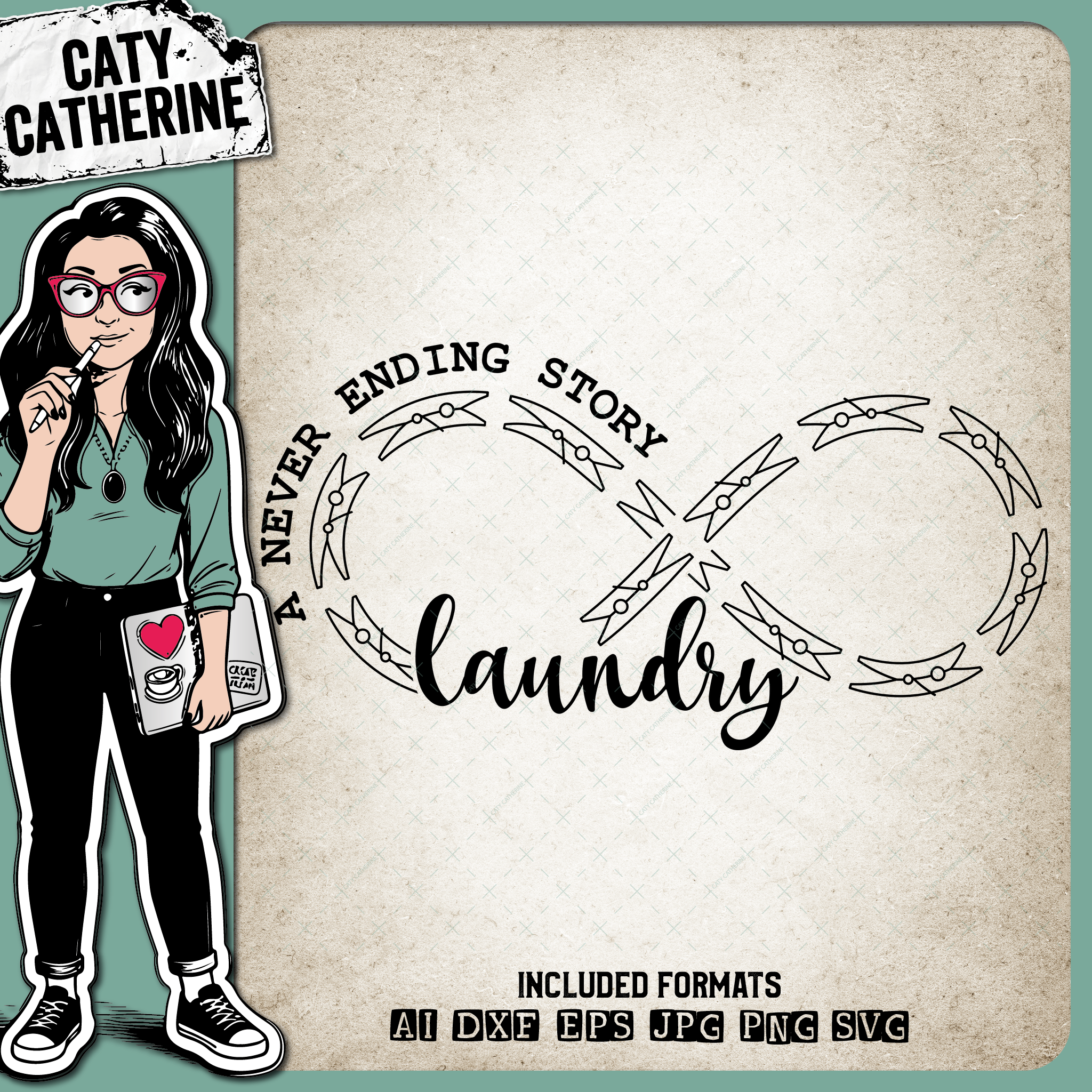 Laundry A Never Ending Story Pegs Infinity Utility Room – Home Decor SVG Design by Caty Catherine