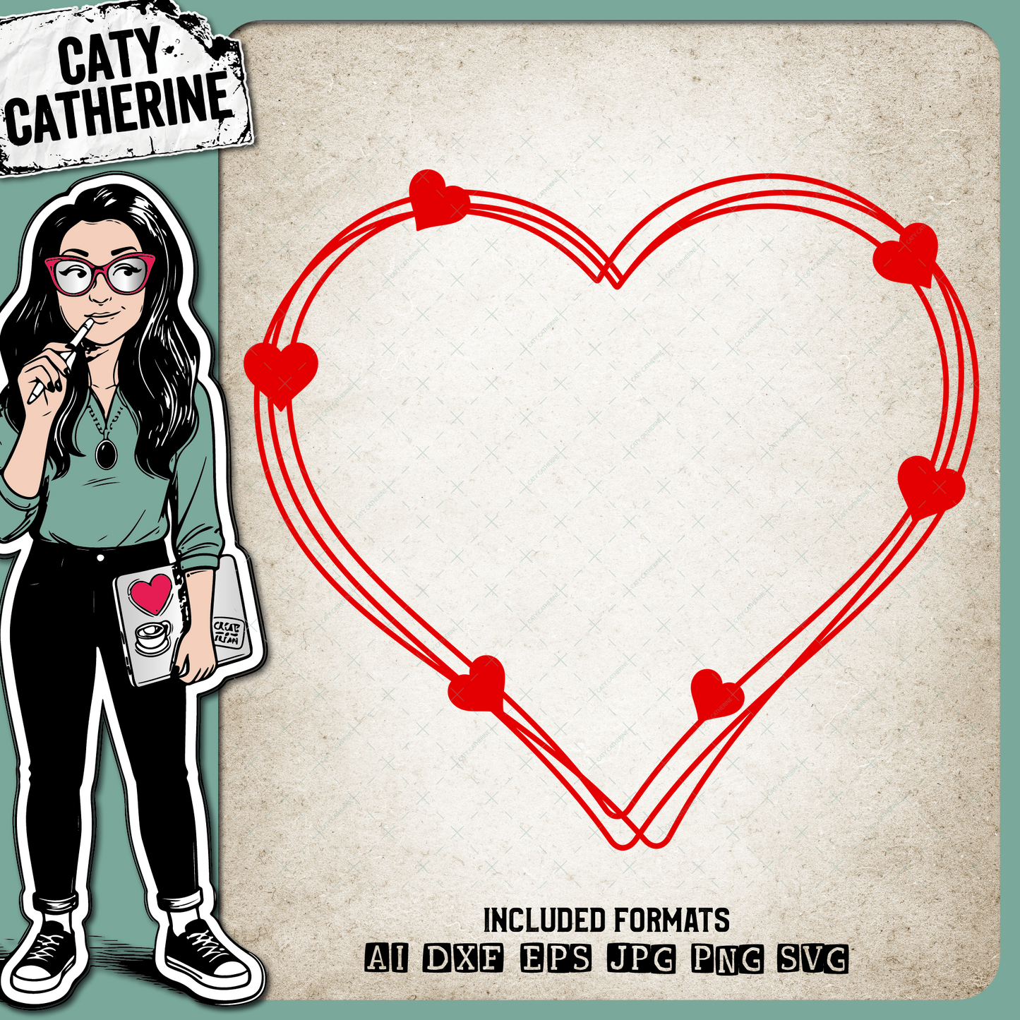 Love Heart Doodle Frame – SVG Design by Caty Catherine
