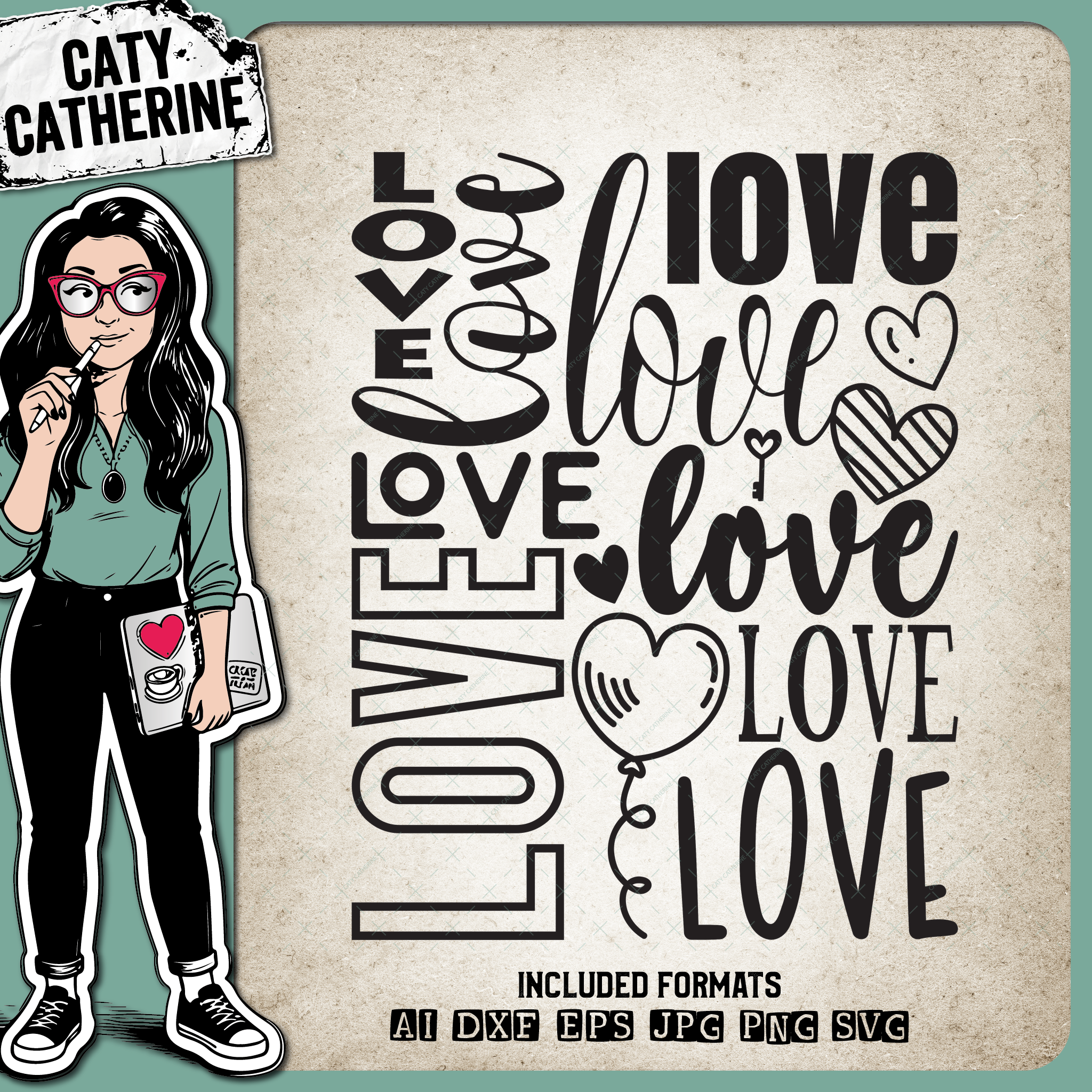 Love Typography Valentine's Day – SVG Design by Caty Catherine