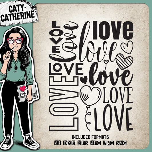 Love Typography Valentine's Day – SVG Design by Caty Catherine