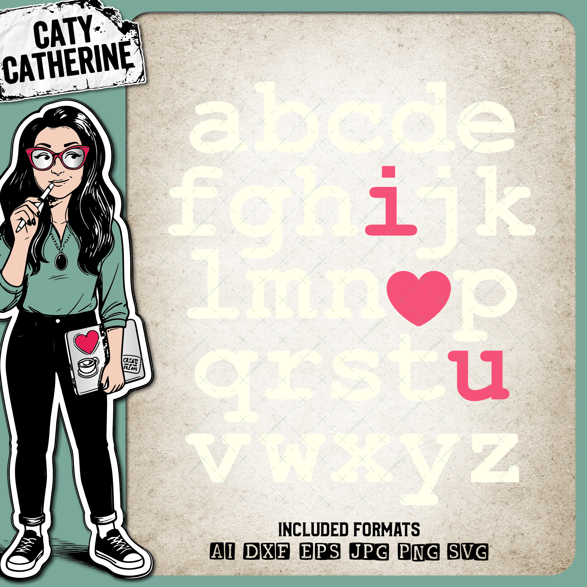 Alphabet Graphic I love You – SVG Design by Caty Catherine