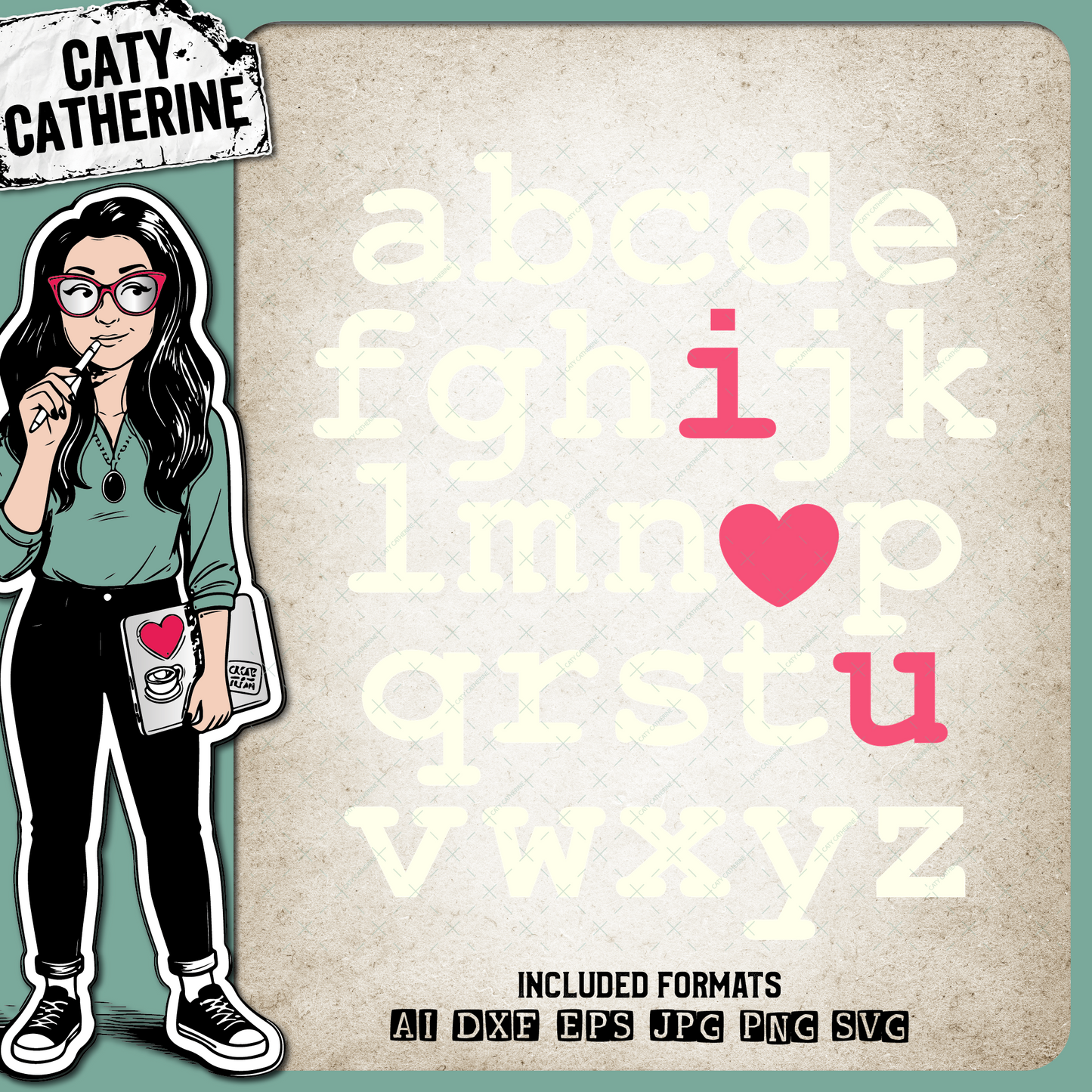 Alphabet Graphic I love You – SVG Design by Caty Catherine