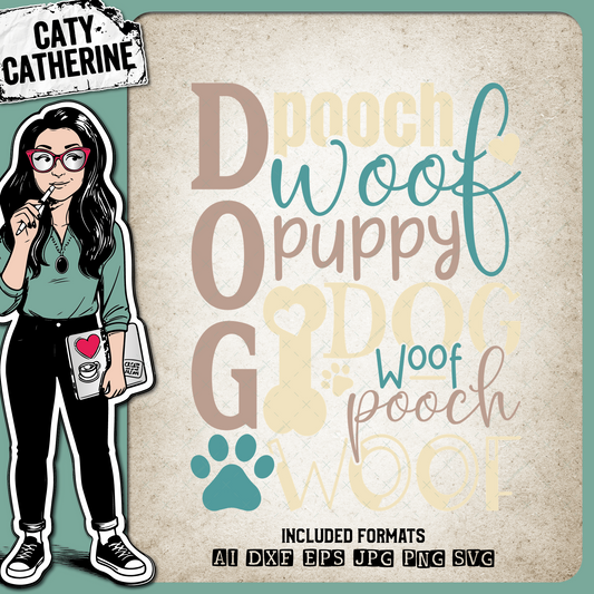 Dog Woof Pooch Puppy Typography – Pets & Animals SVG Design by Caty Catherine