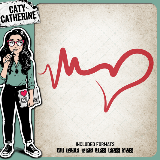 Love Heart Heartbeat Valentine's Day – Valentine’s Day SVG Design by Caty Catherine