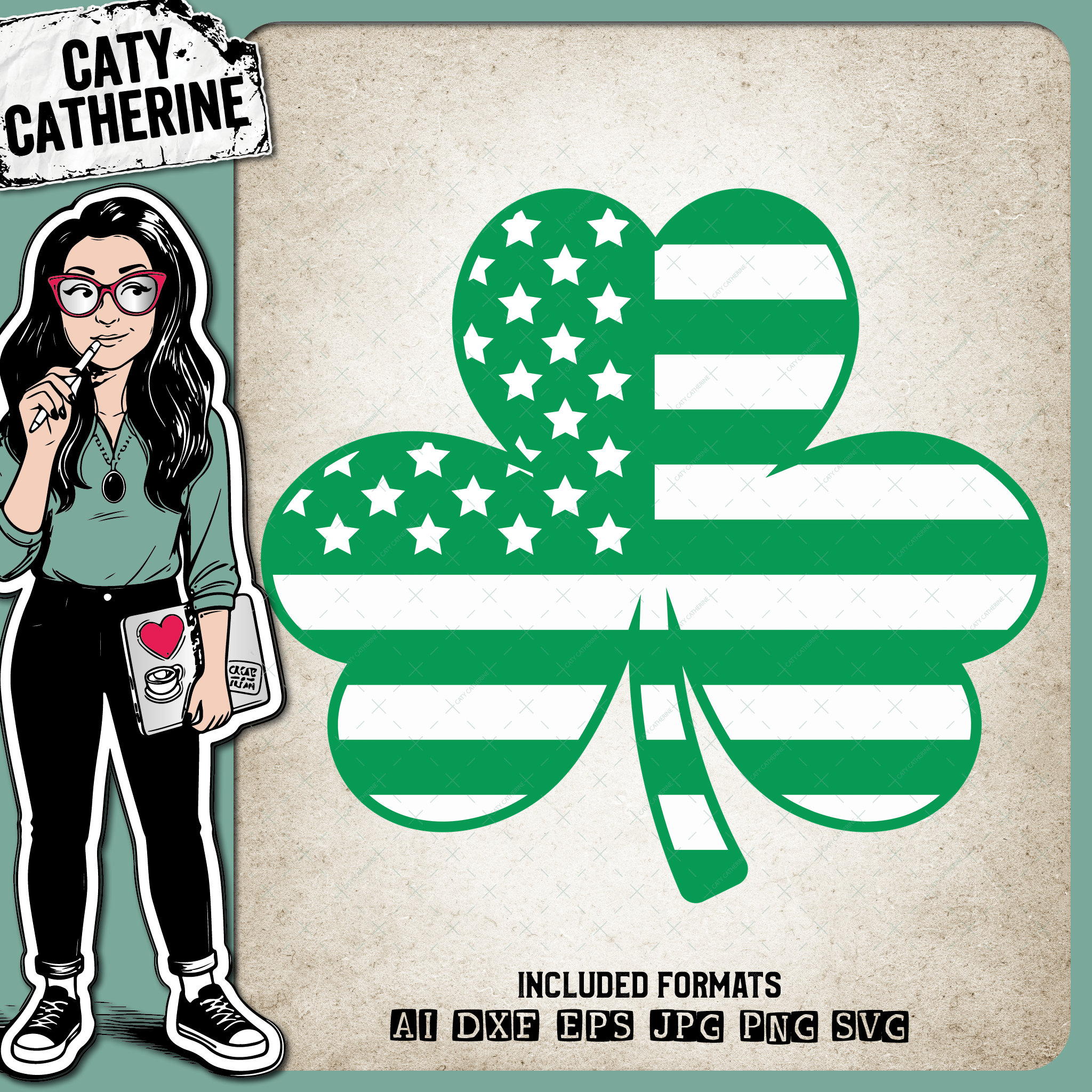 American Flag Inside Shamrock St Patrick's Day – SVG Design by Caty Catherine
