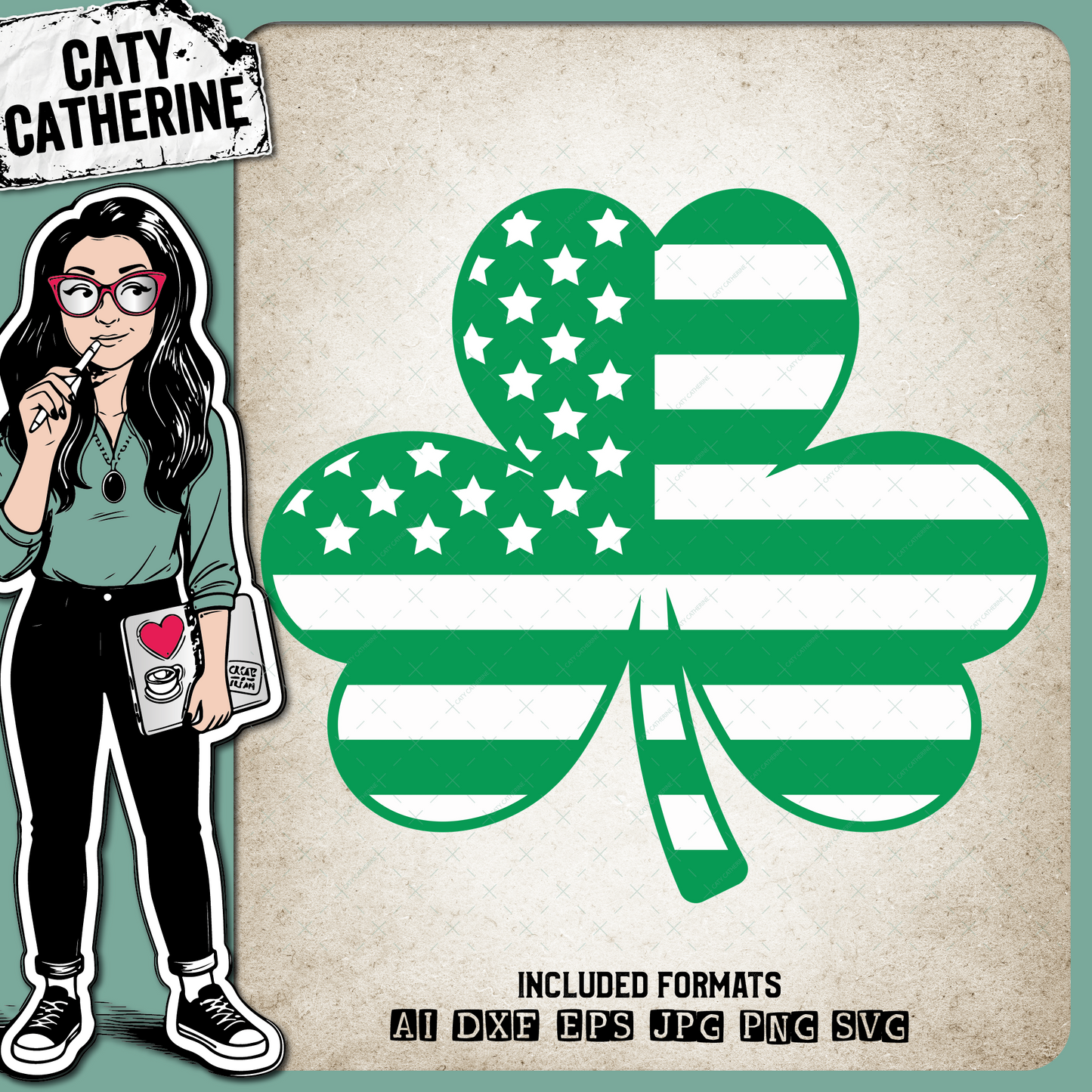 American Flag Inside Shamrock St Patrick's Day – SVG Design by Caty Catherine