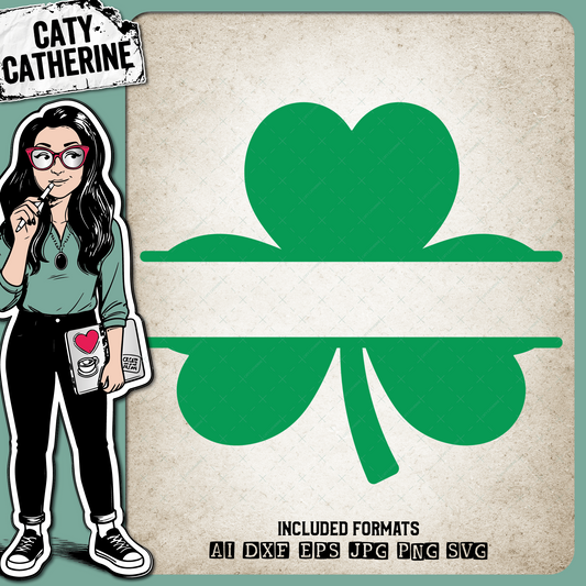 Shamrock Split Monogram St Patrick's Day – SVG Design by Caty Catherine