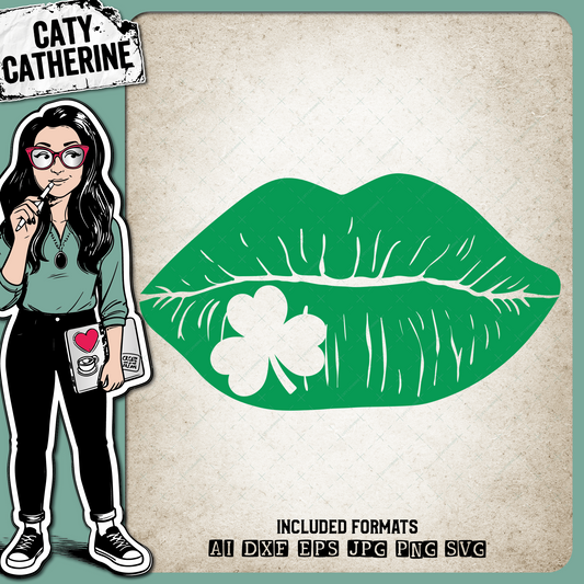 Lips with Shamrock St Patrick's Day – SVG Design by Caty Catherine